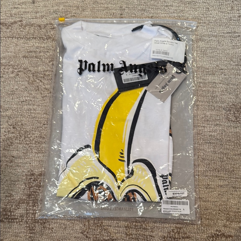 Palm Angels White Tee with Yellow Graphic